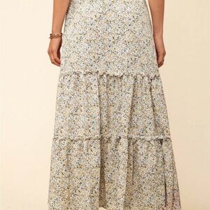 SHEIN Blue and Yellow Floral Maxi Skirt